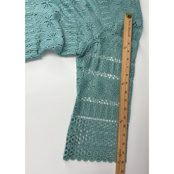 Alfred Dunner Womens Blue Lace Tunic Top Size Large 3/4 Sleeve Elegant Floral Sh - Picture 5 of 8